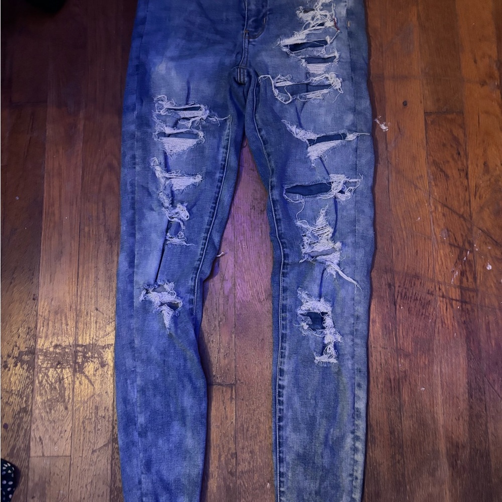 American Eagle Outfitters Ripped Blue Skinny Jeans